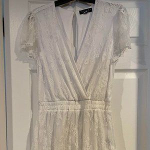 Francesca's brand white floral lace romper